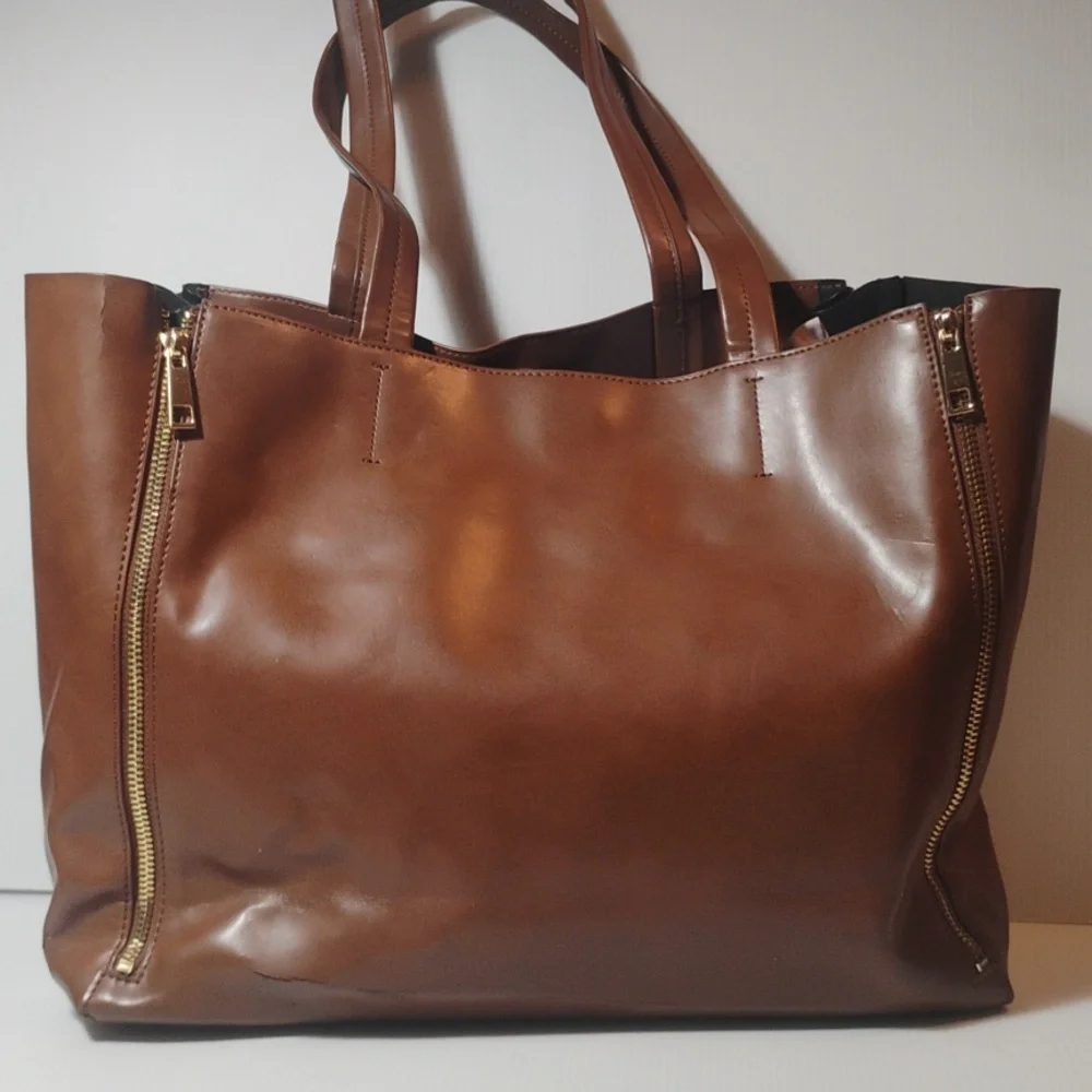 Sorial New York Tribecca Tote 100% Vegan Leather Cognac Brown - Picture 4 of 11